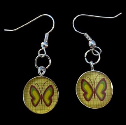 Vintage Silvertone Butterfly Earrings