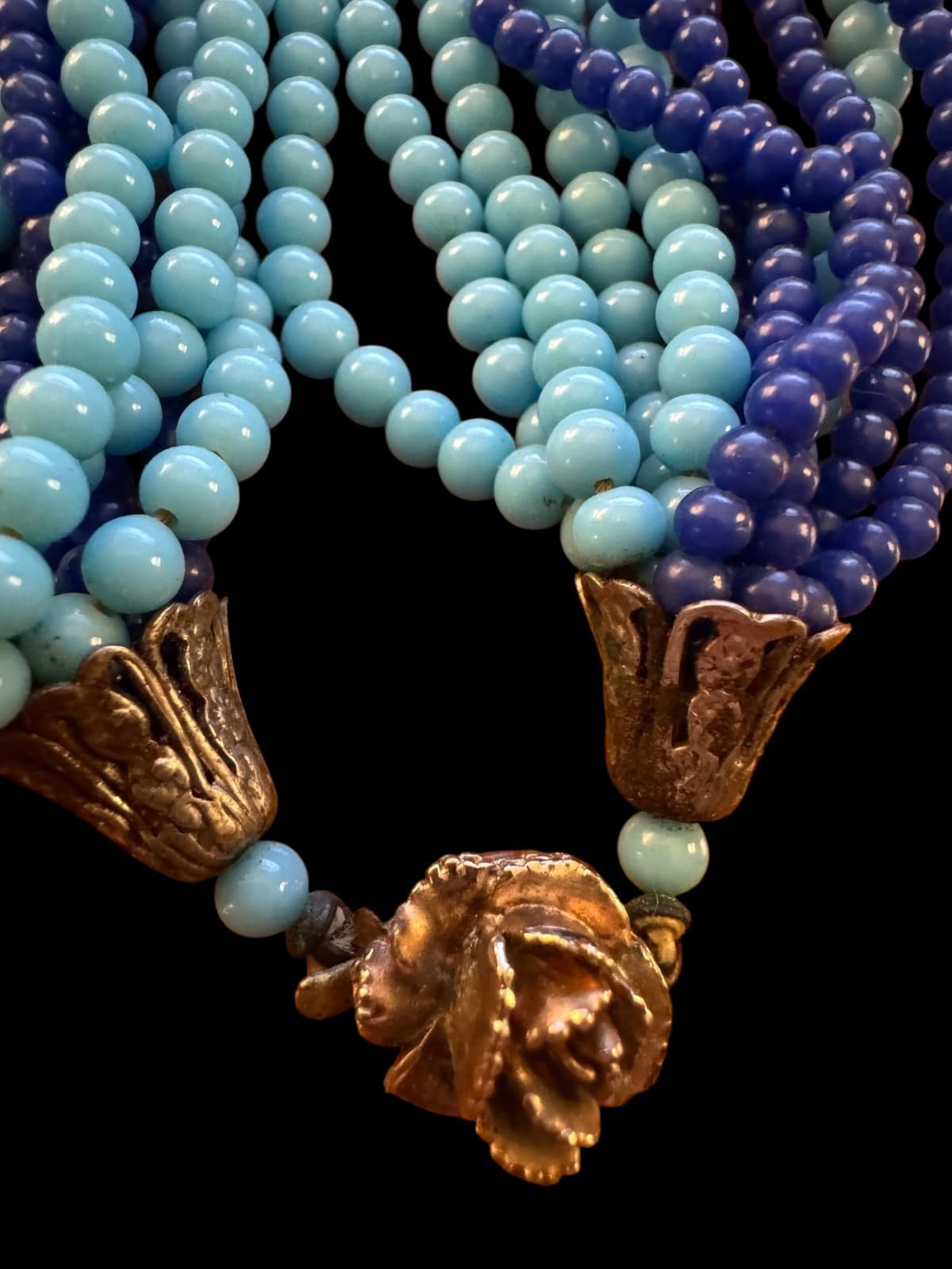 Vintage 2 Tone Blue Acyrlic Beads 28" Long 11 Strands - Thumbnail 2