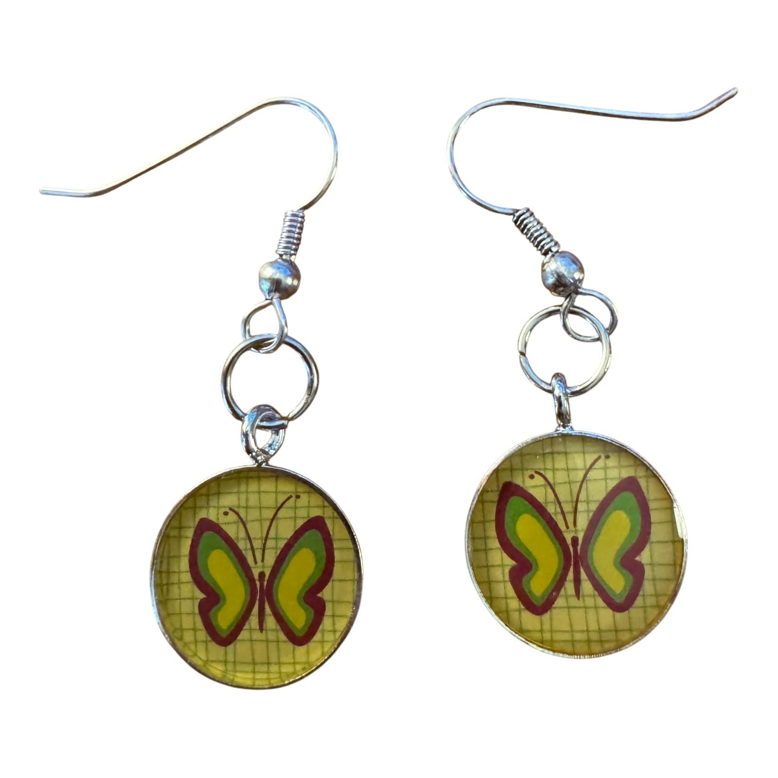 Vintage Silvertone Butterfly Earrings - Thumbnail 2