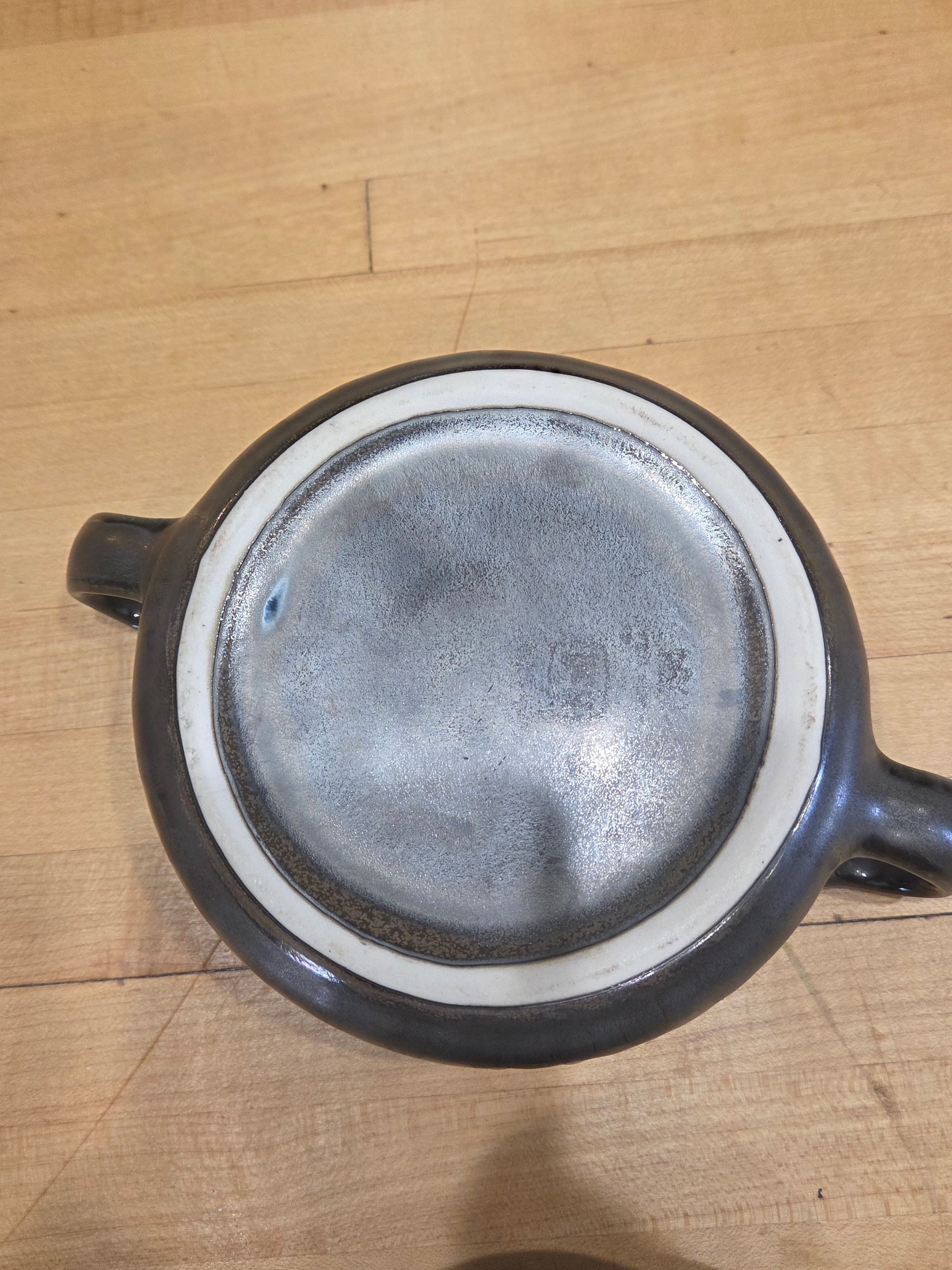 Vintage Maruhon Ware Japan 1754 Grey Metallic Glaze Bird Lid Casserole Tureen - Thumbnail 6