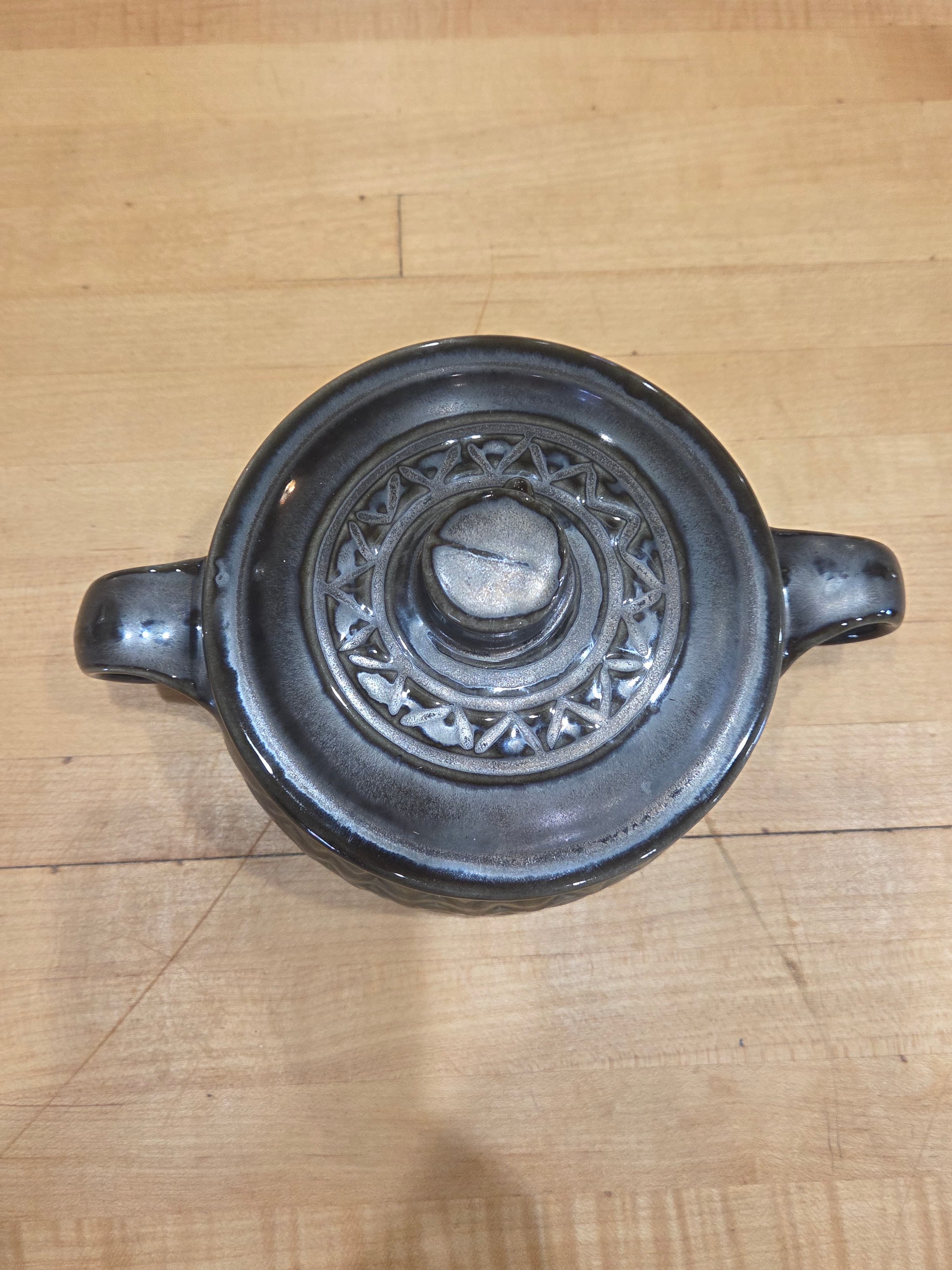Vintage Maruhon Ware Japan 1754 Grey Metallic Glaze Bird Lid Casserole Tureen - Thumbnail 3