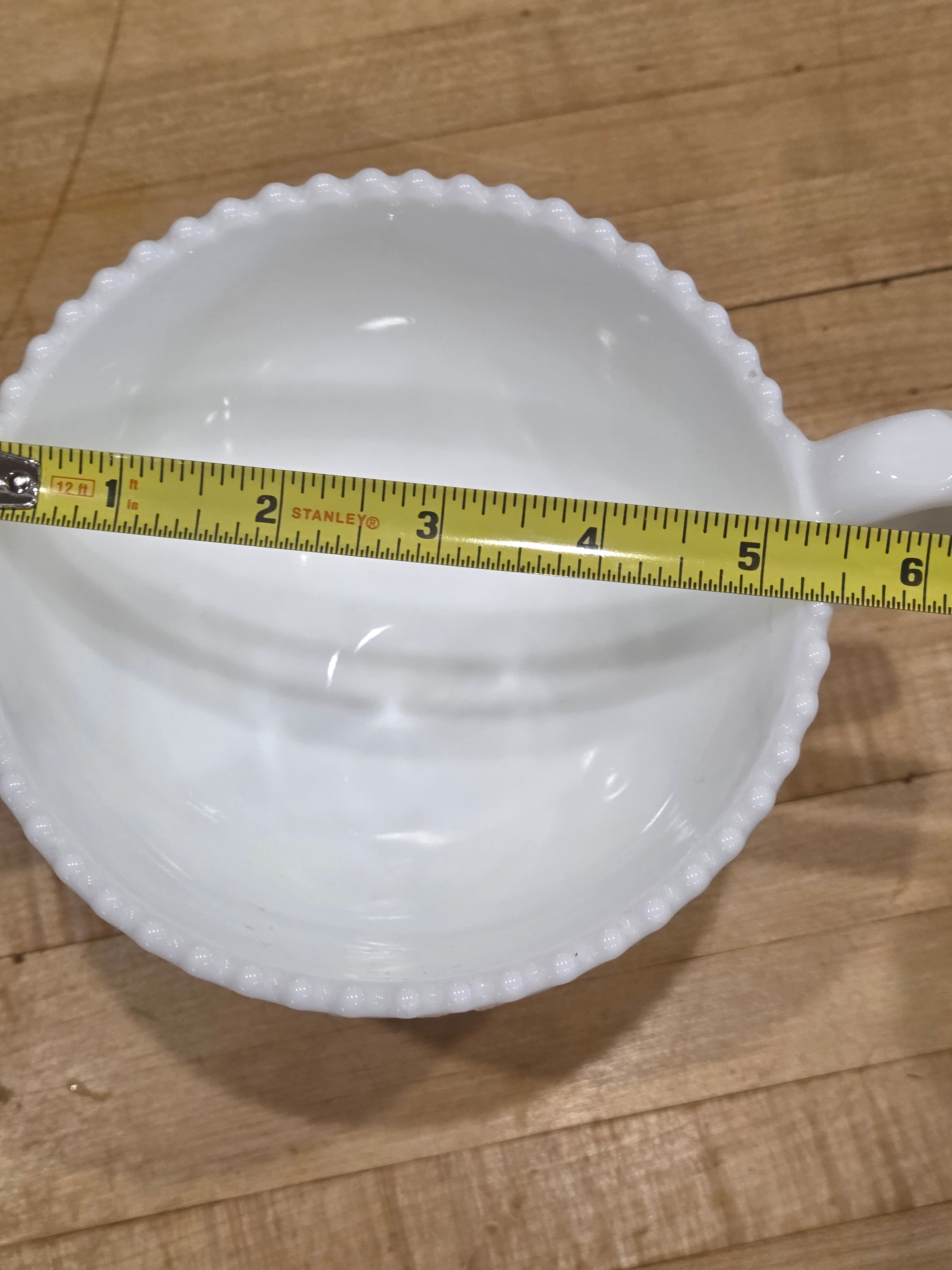 Vintage LE Smith White Milk Glass Star of David Pedestal Open Sugar Bowl - Thumbnail 4