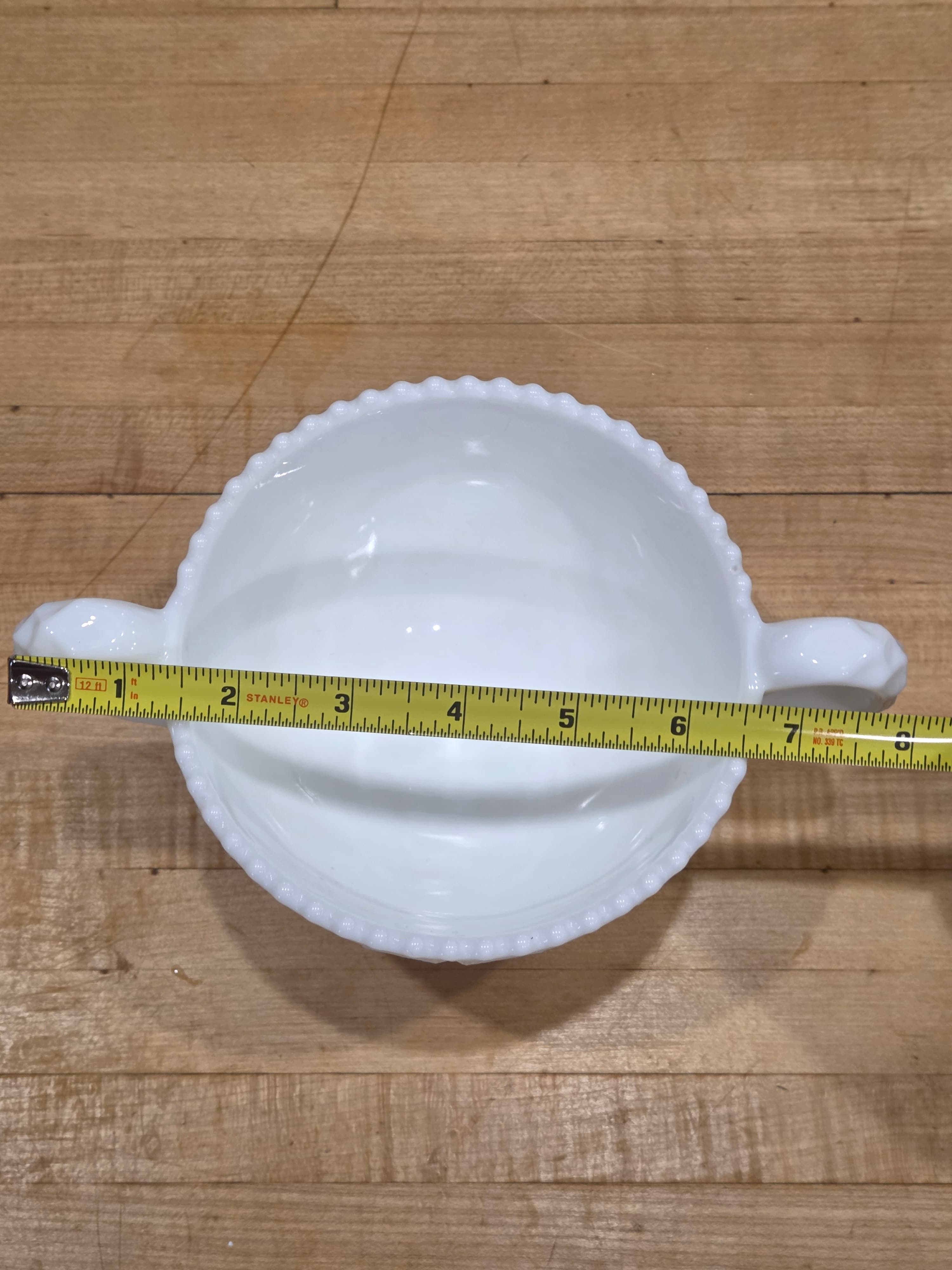 Vintage LE Smith White Milk Glass Star of David Pedestal Open Sugar Bowl - Thumbnail 5