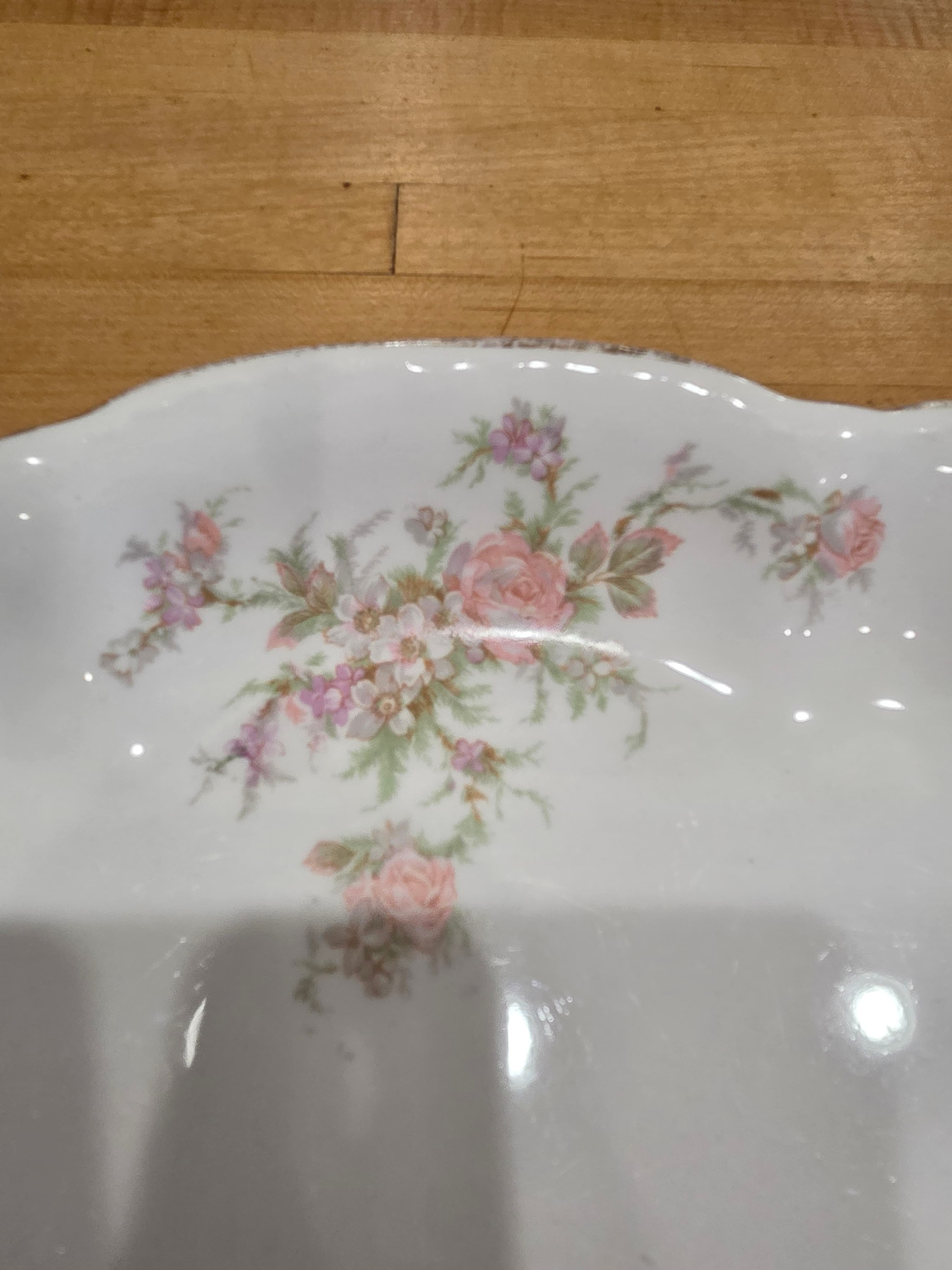 Homer Laughlin Hudson Pink Rose 13" Oval Serving Platter Gilt Rim As Is - Thumbnail 2