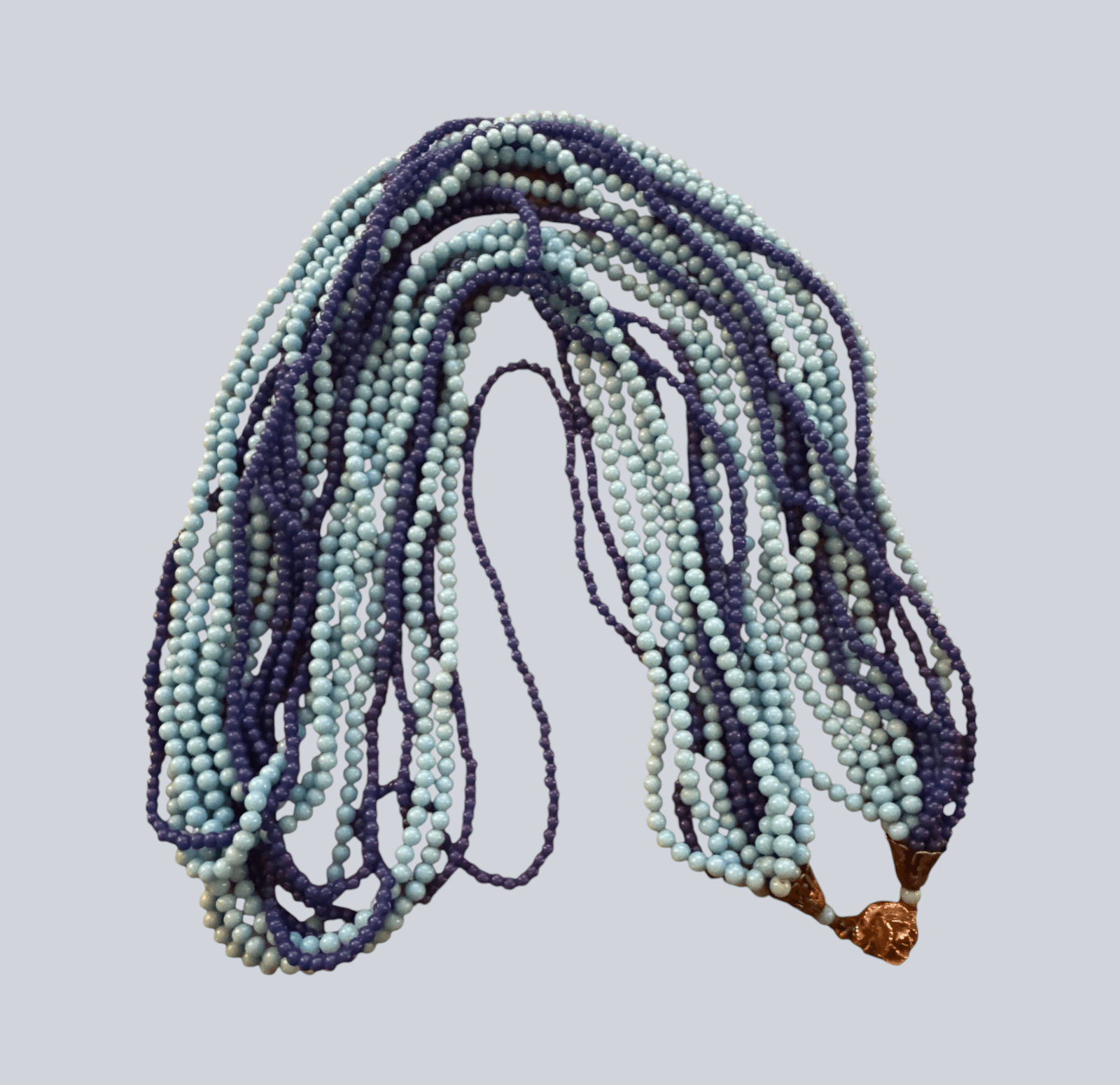 Vintage 2 Tone Blue Acyrlic Beads 28" Long 11 Strands