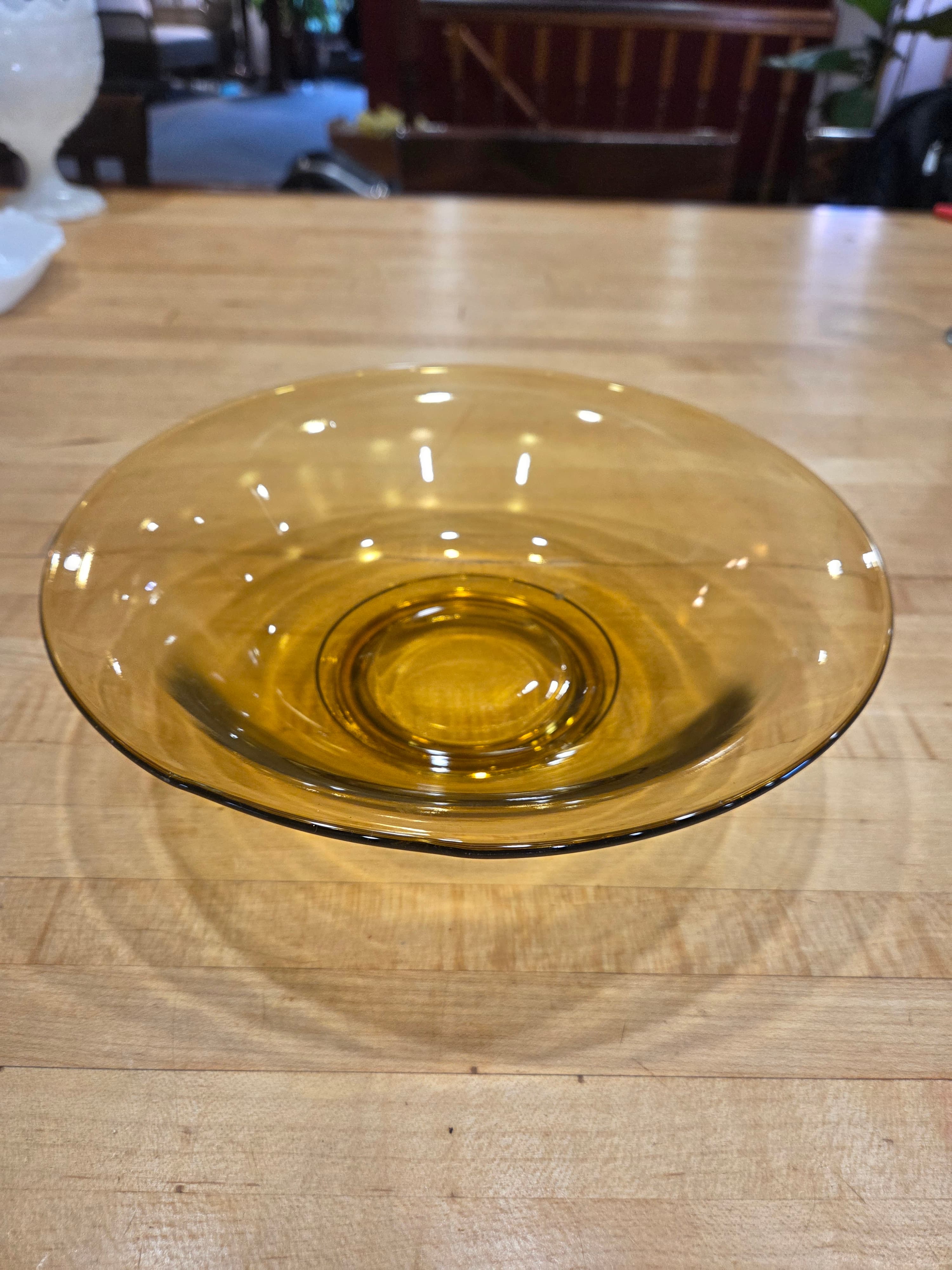 Blenko Vintage Amber Glass 10" Flared Console Serving Bowl Mid Century Modern