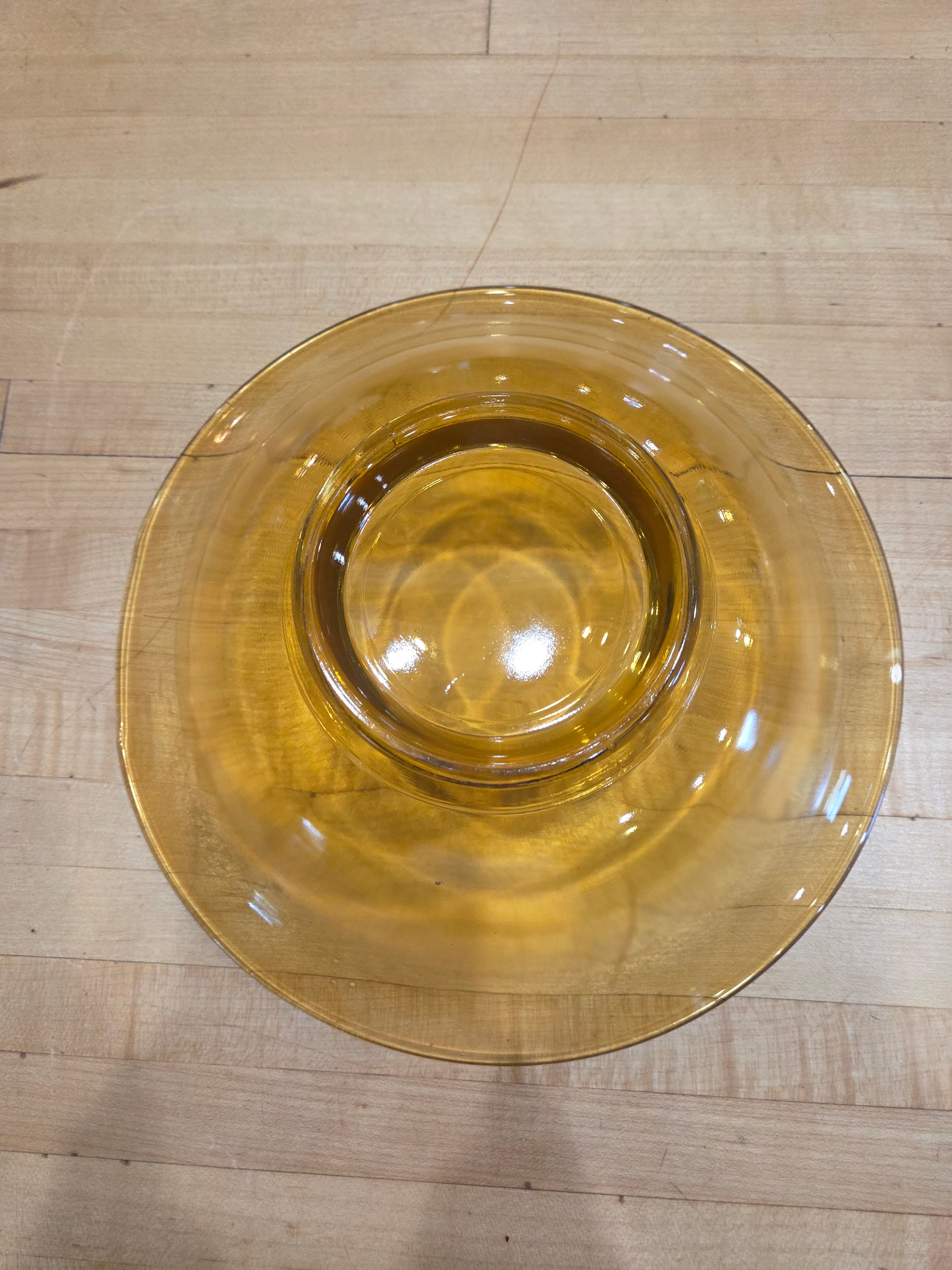 Blenko Vintage Amber Glass 10" Flared Console Serving Bowl Mid Century Modern - Thumbnail 2