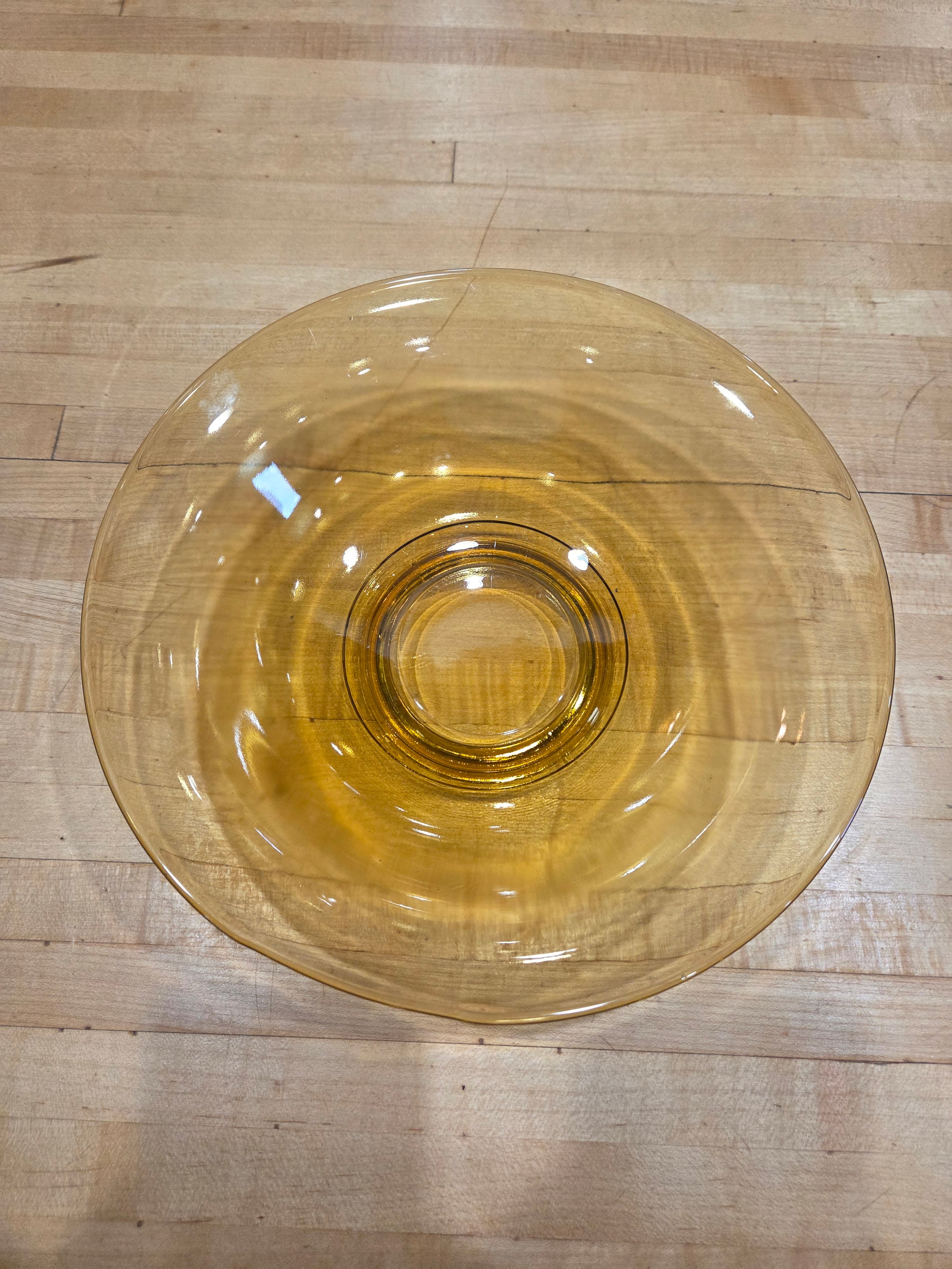 Blenko Vintage Amber Glass 10" Flared Console Serving Bowl Mid Century Modern - Thumbnail 3
