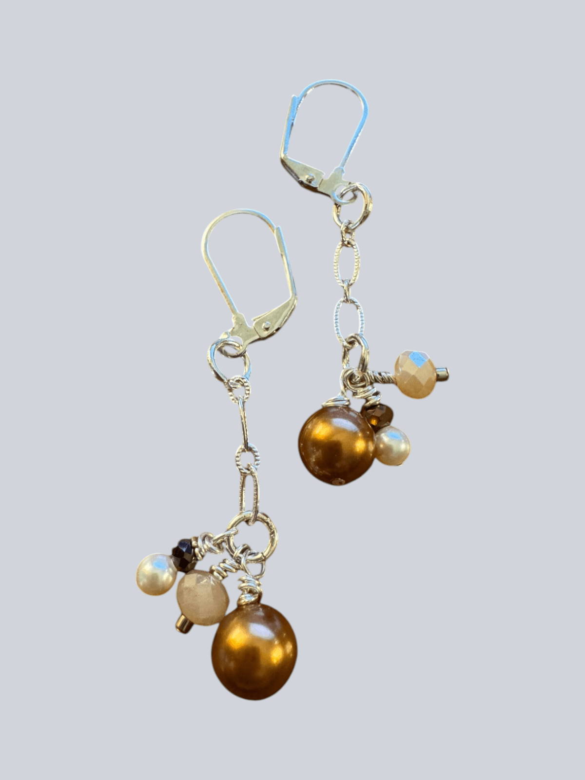 Vintage Earrings 1.25" Drop Sterling Silver Lever Back Dainty