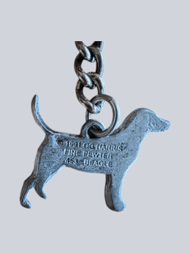 Key Chain 1991 Pewter Pointing Beagle Dog - Thumbnail 3