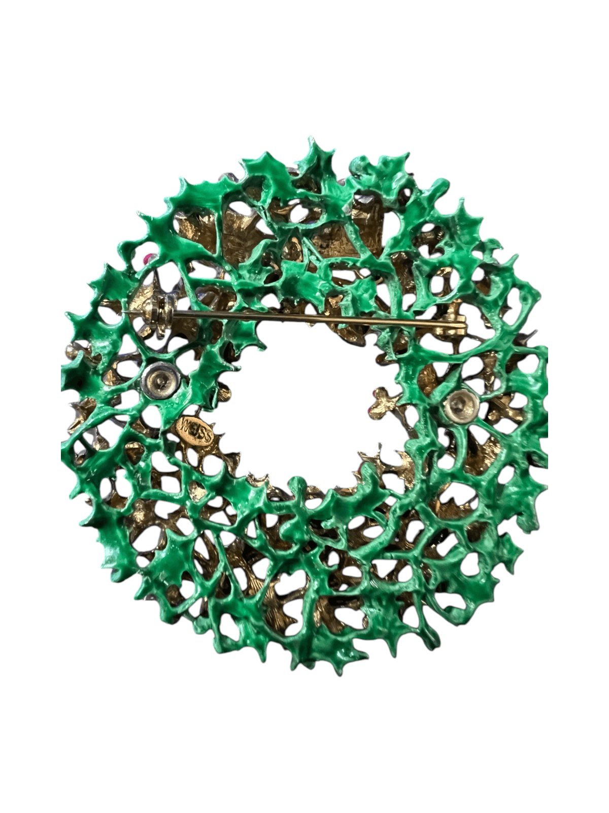 Vintage Signed Weiss Enamel Christmas tree brooch 2" - Thumbnail 3