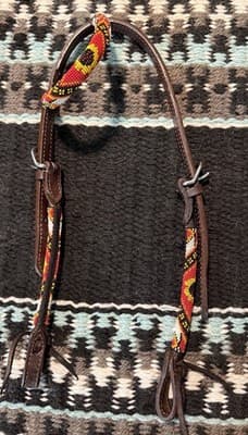 Lightly Used Sunflower Beaded Headstall - Horse Size