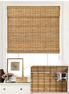 LazBlinds No Tools No Drill Cordless Bamboo Roman Shades, Light Filtering 41x48