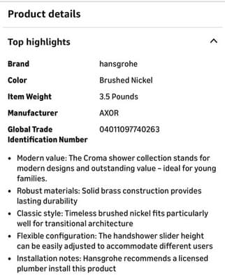 Hansgrohe HG Shower System Showerpipe 04526820 Brushed Nickel - Thumbnail 5