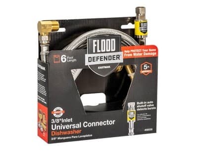 New Eastman Flood Defender Dishwasher Hose 3/8" Inlet Universal Connector