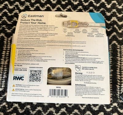 New Eastman Flood Defender Dishwasher Hose 3/8" Inlet Universal Connector - Thumbnail 4