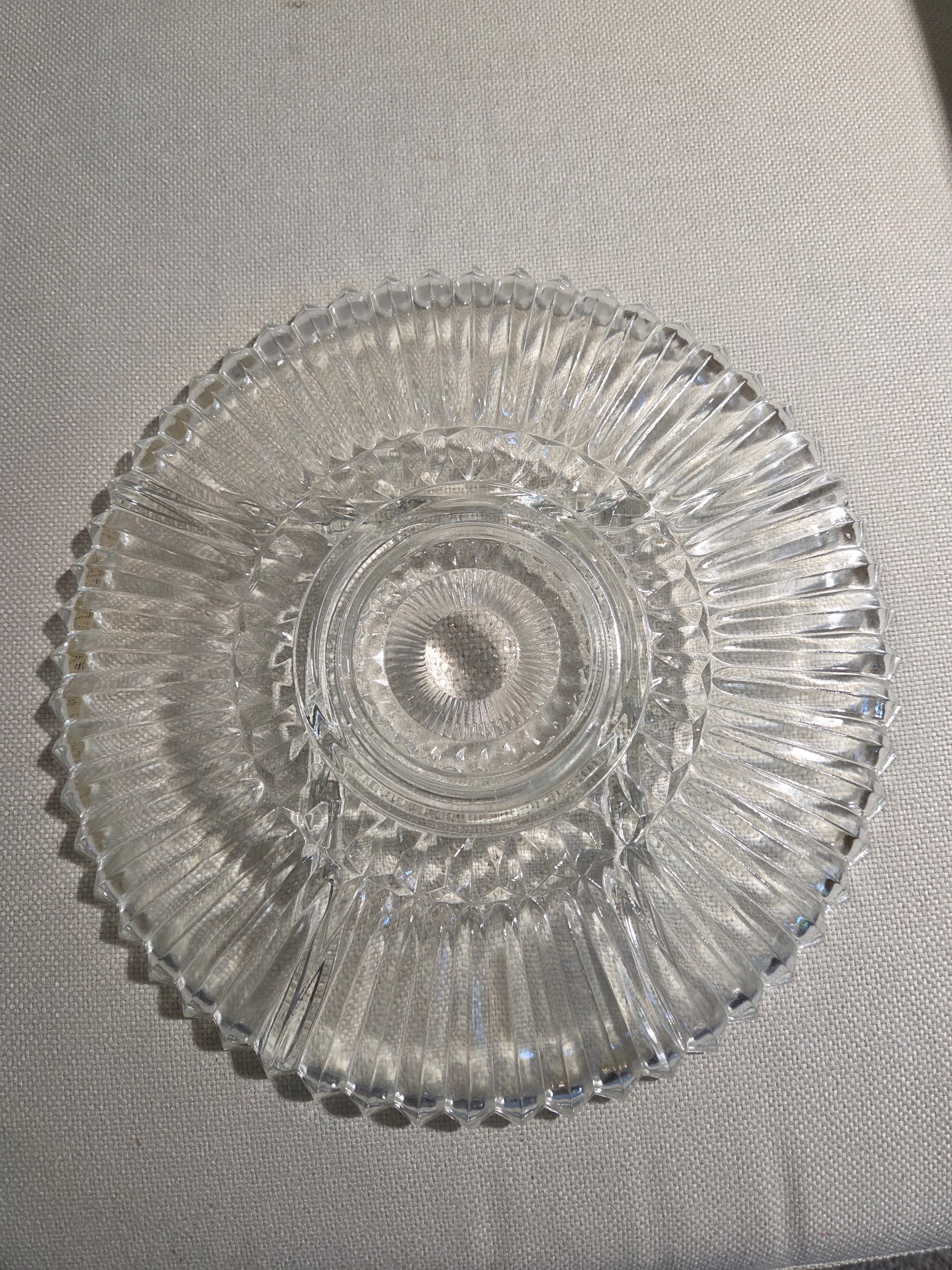 Vintage Clear Pressed Glass 3 Section Divided Relish Tray Sawtooth Rim 11 Inch - Thumbnail 3