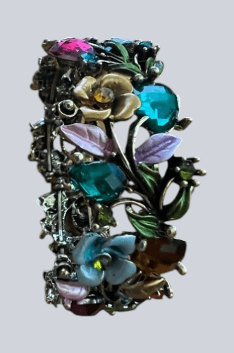 Fashion Jewelry Gold tone Flower Colored Stone Bracelet - Thumbnail 2