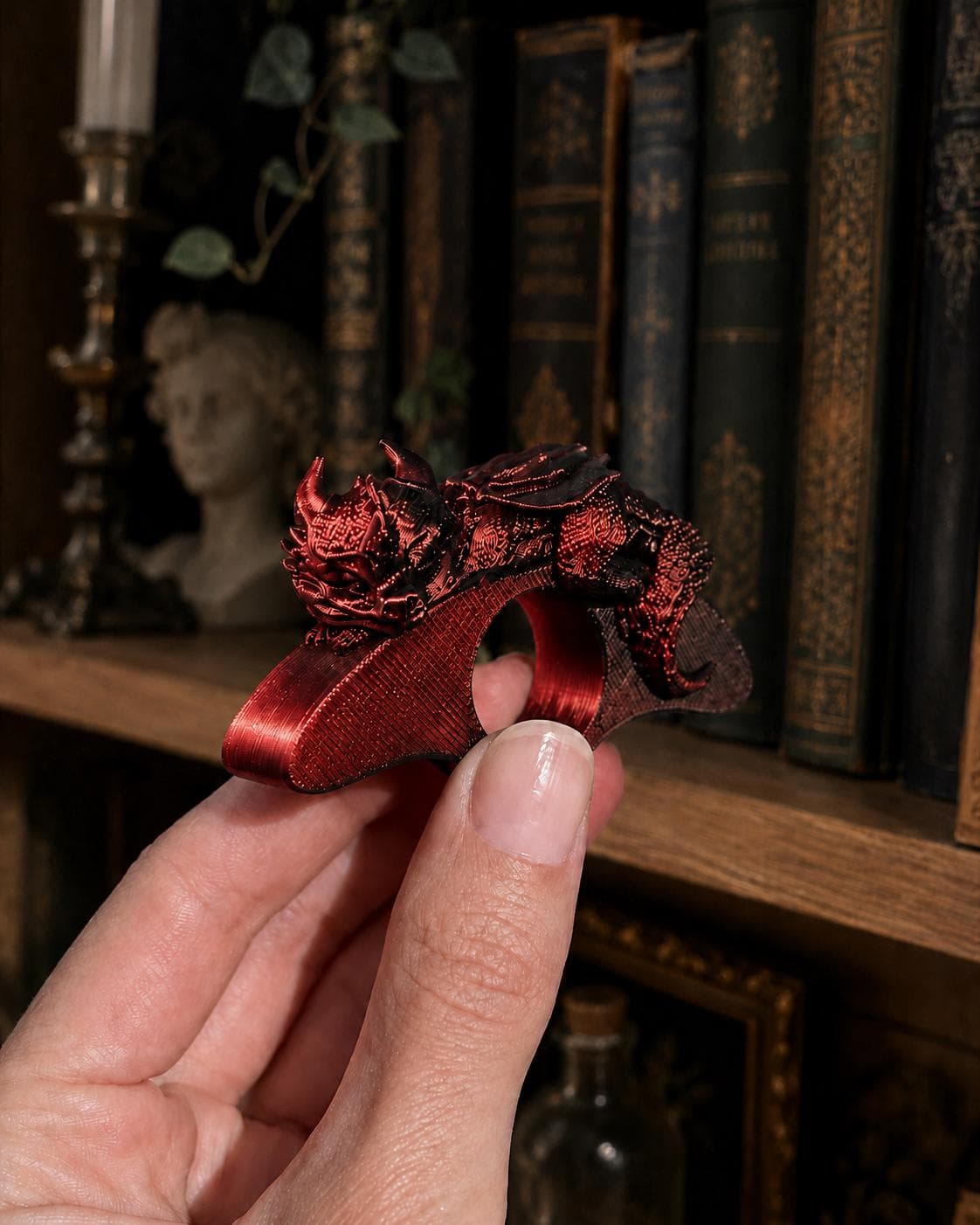 Sleeping Dragon Book Page Holder | Fantasy Thumb Ring Page Opener | 3D Printed Dragon Reading Accessory | Book Lover Gift