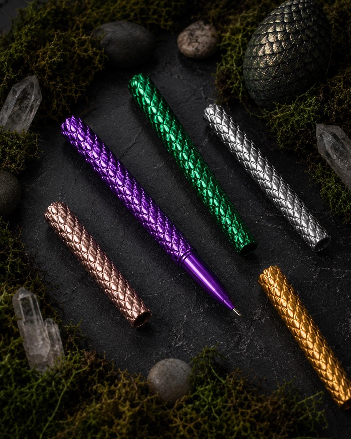 Dragon Scale Pen Body for Pilot G2, 3D Printed Fantasy Gel Pen with Textured Grip - Thumbnail 4