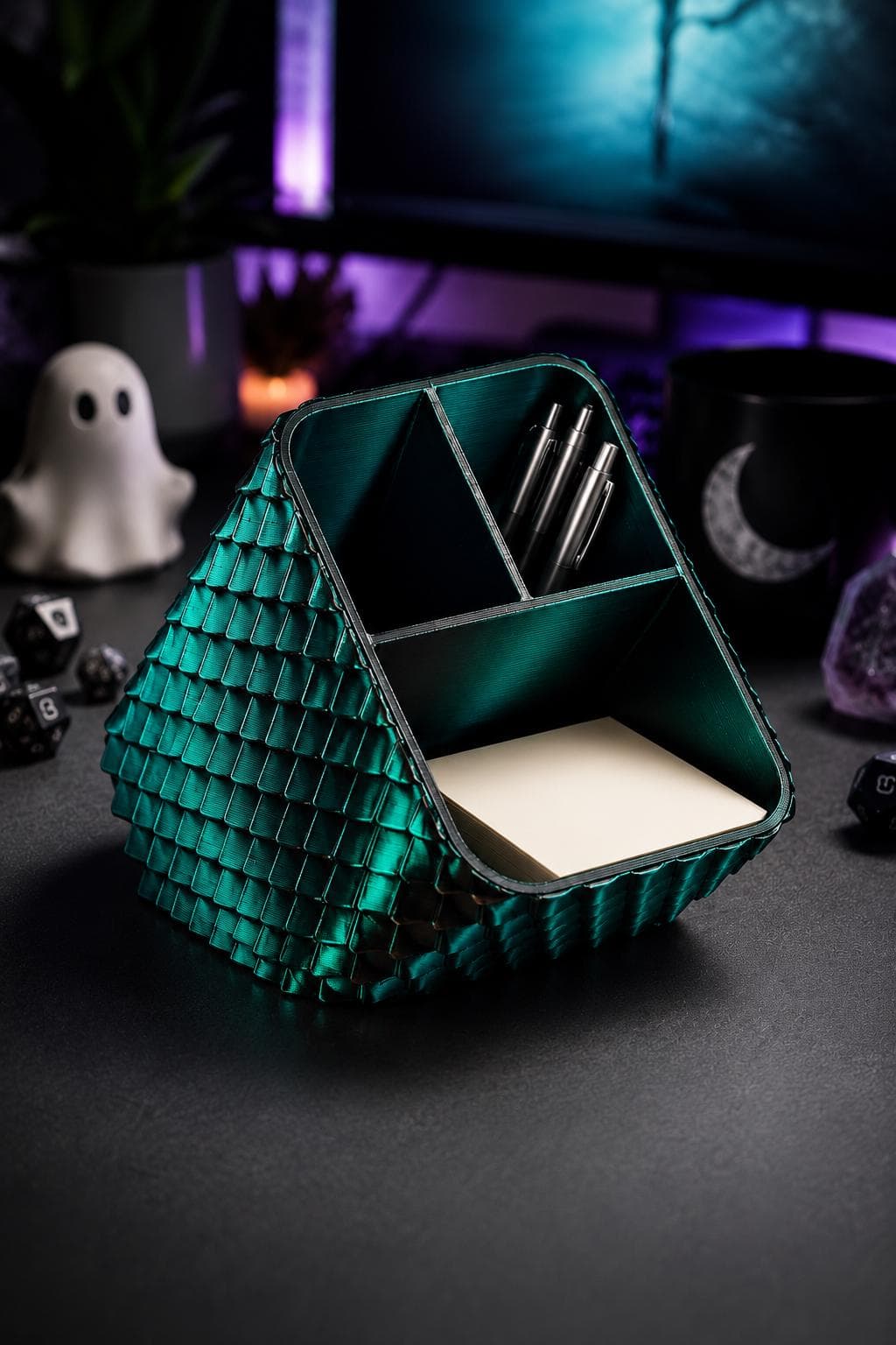 Dragon Scale Desk Organizer, 3D Printed Pencil Holder, Office Caddy - Thumbnail 3