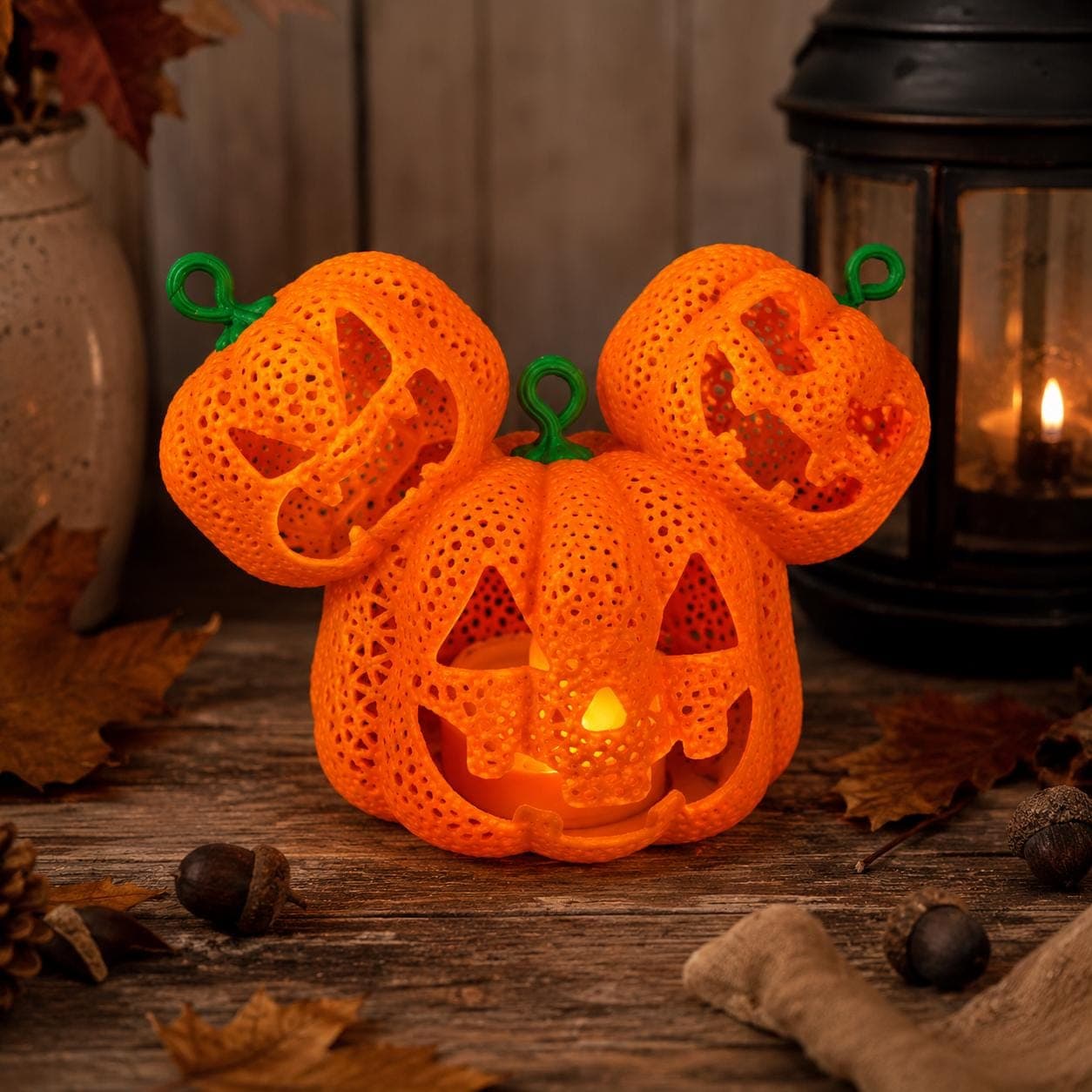 Mutated Jack O Lantern Tea Light Holder – 3D Printed Halloween Pumpkin Lantern, Spooky Pumpkin Decor, Cute Creepy LED Candle Holder - Thumbnail 7
