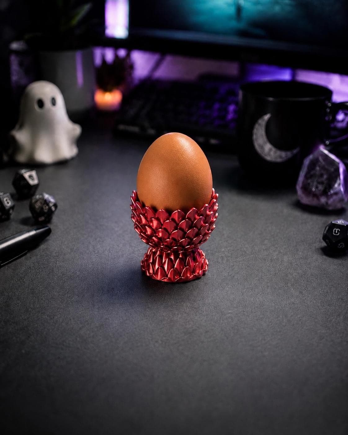 Dragon Scale 3D Printed Egg Cup, Fantasy Easter Table Decor - Thumbnail 6