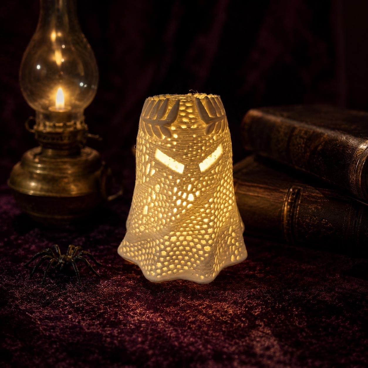 Alexander the Ghost Lantern – 3D Printed Ghost Tea Light Holder, Spooky Halloween Shelf Decor, Gothic Ghost Lamp, Cute Creepy Decor