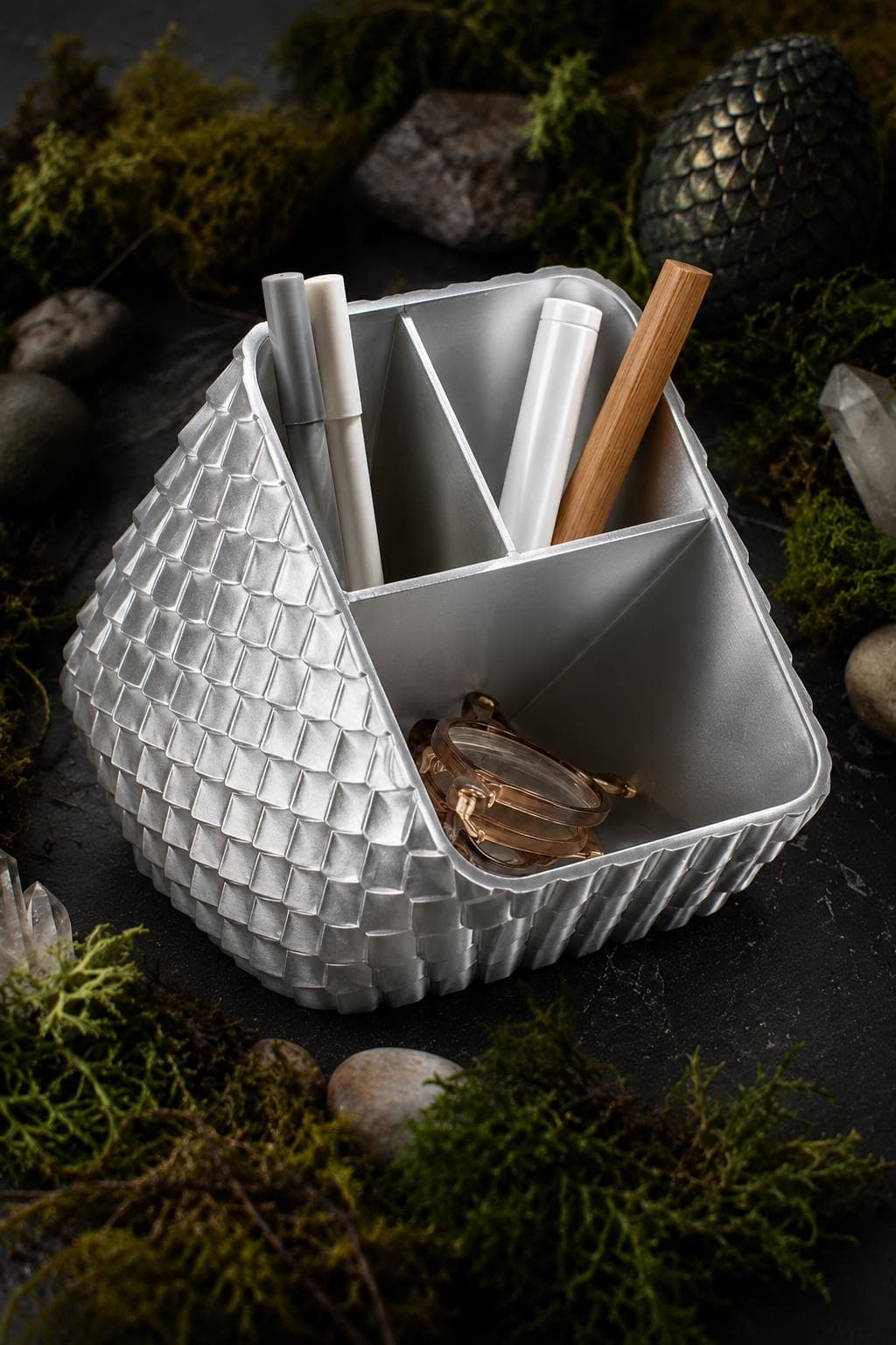 Dragon Scale Desk Organizer, 3D Printed Pencil Holder, Office Caddy - Thumbnail 2