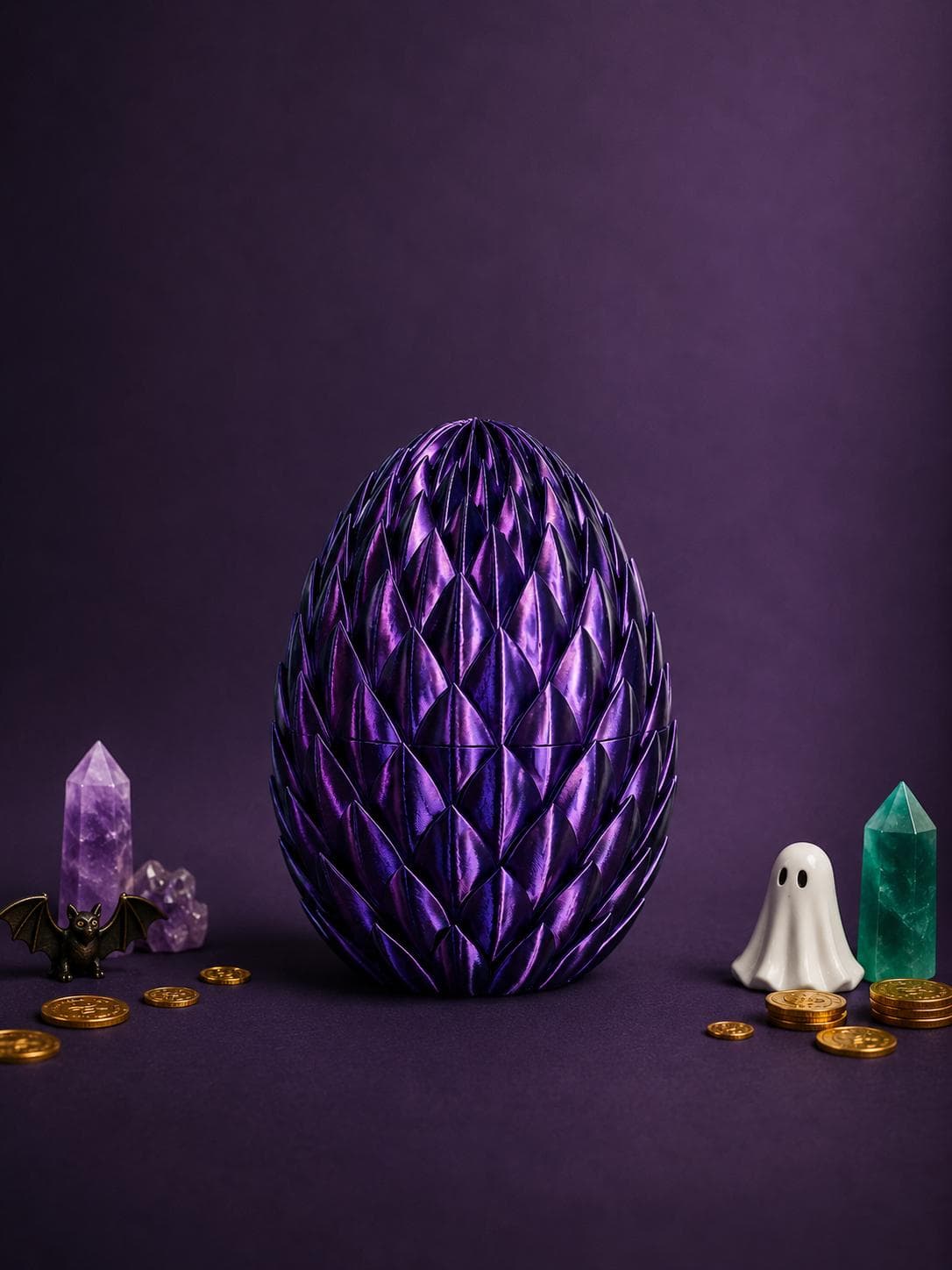 Dragon Scale Egg Container, 3D Printed Fantasy Trinket Box - Thumbnail 4