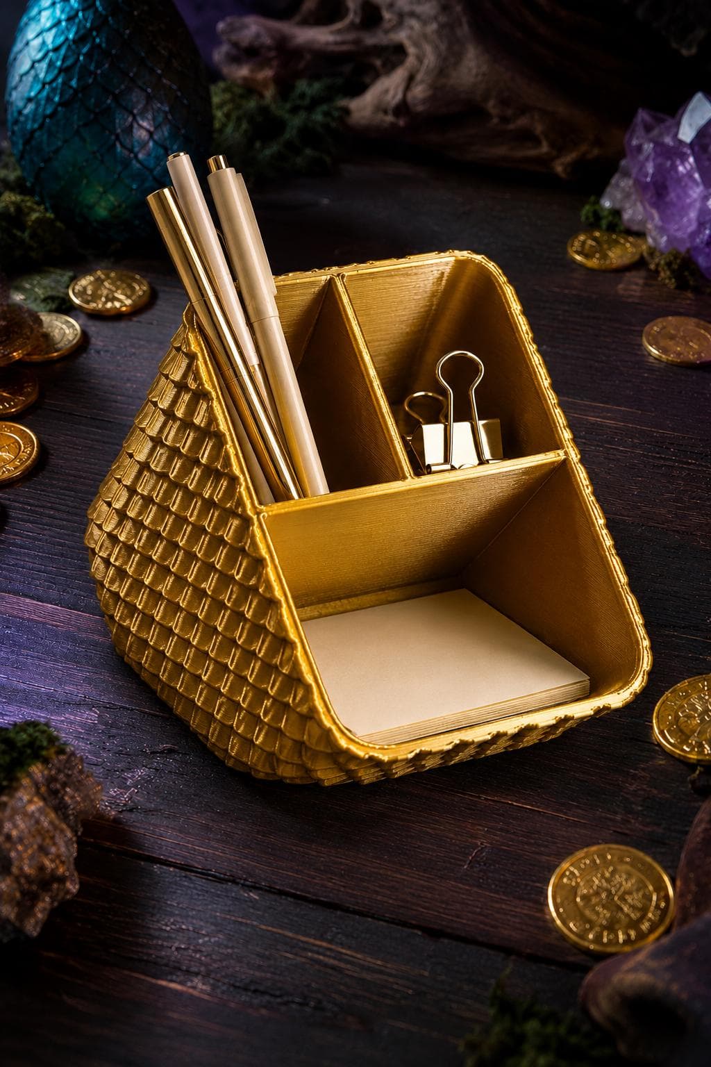 Dragon Scale Desk Organizer, 3D Printed Pencil Holder, Office Caddy