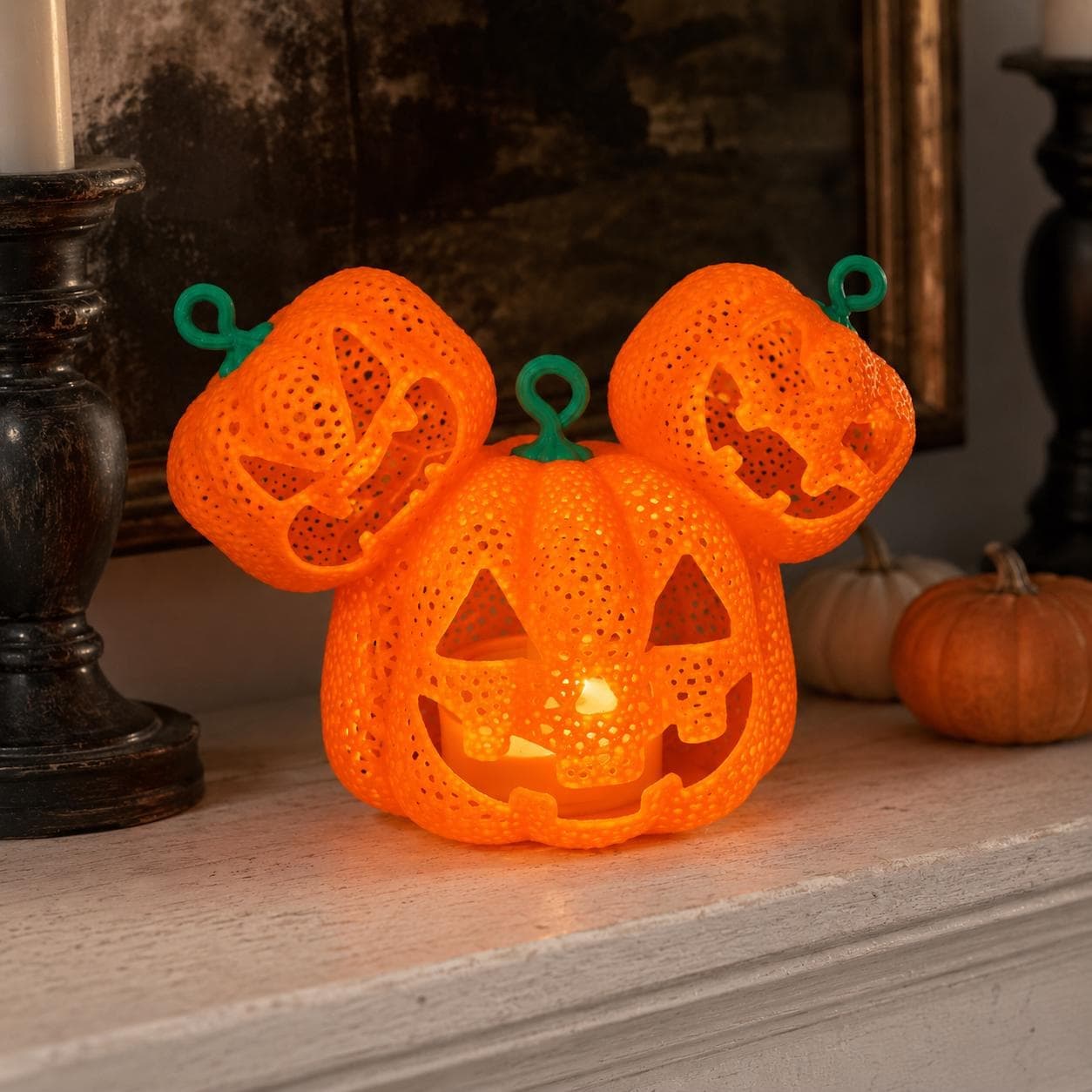 Mutated Jack O Lantern Tea Light Holder – 3D Printed Halloween Pumpkin Lantern, Spooky Pumpkin Decor, Cute Creepy LED Candle Holder - Thumbnail 8