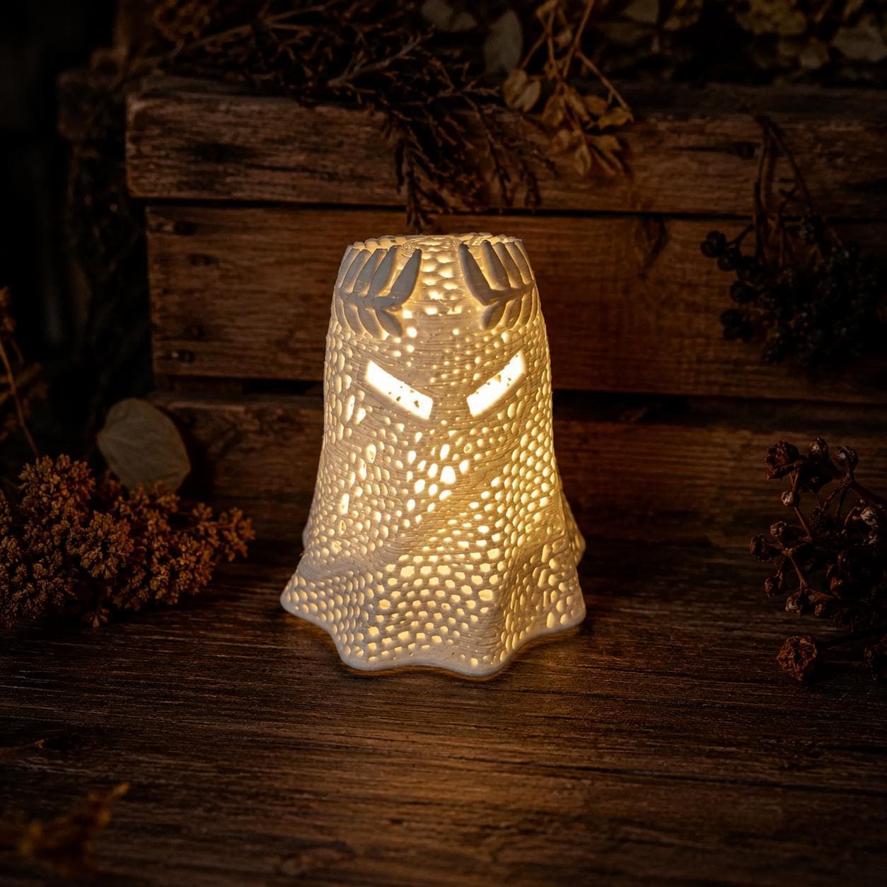 Alexander the Ghost Lantern – 3D Printed Ghost Tea Light Holder, Spooky Halloween Shelf Decor, Gothic Ghost Lamp, Cute Creepy Decor - Thumbnail 4