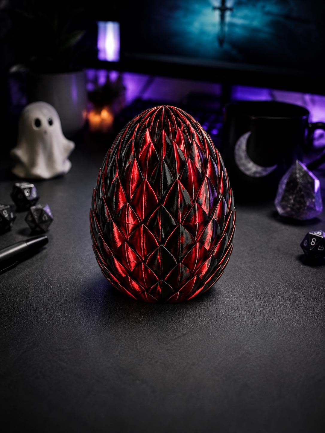 Dragon Scale Egg Container, 3D Printed Fantasy Trinket Box