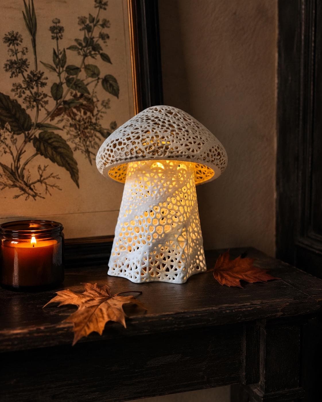 Mystic Ghost Shroom Lantern | 3D Printed Mushroom Night Light, Spooky Halloween Shelf Decor, Ghost Mushroom Lamp, Cottagecore Fantasy Decor - Thumbnail 8