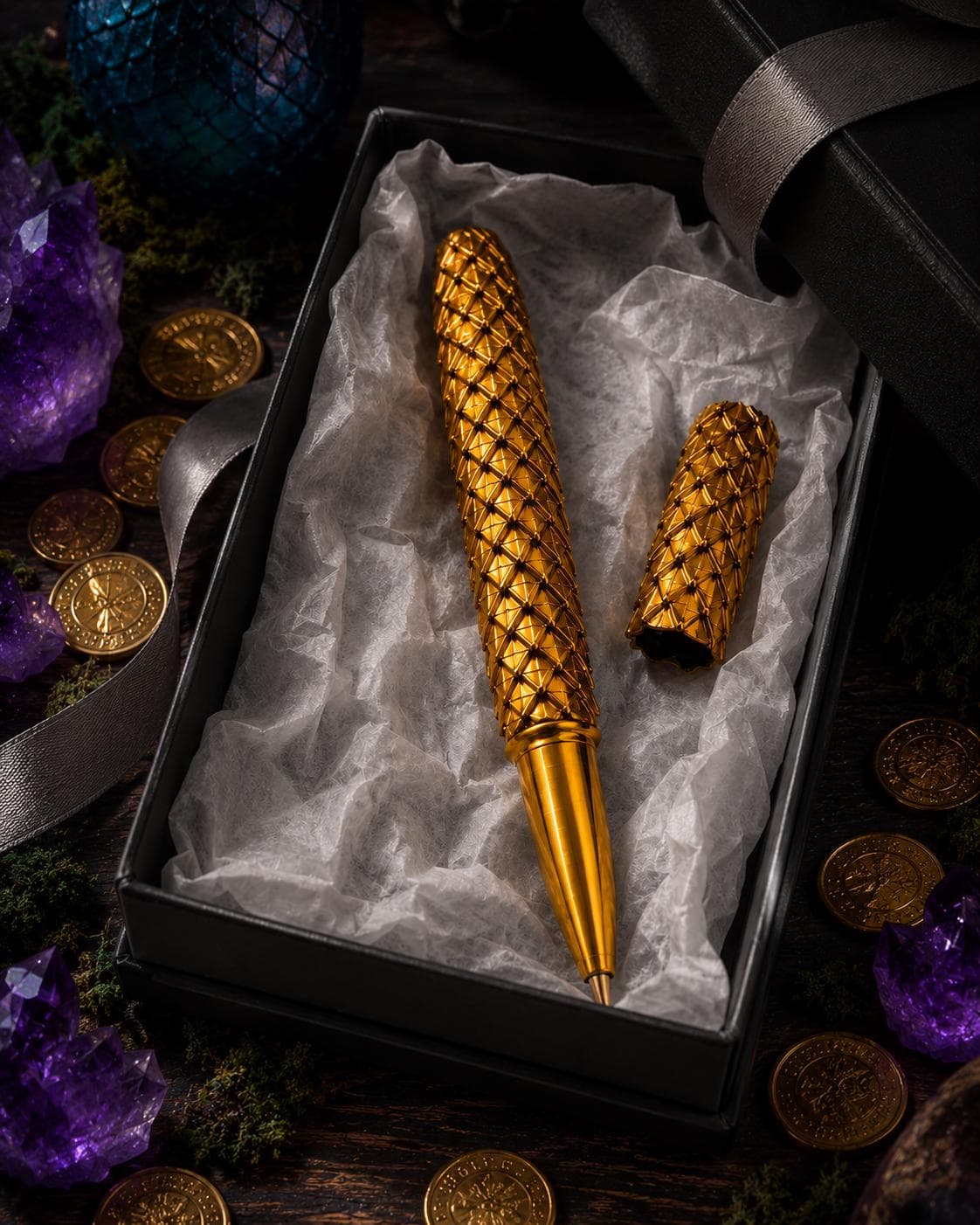 Dragon Scale Pen Body for Pilot G2, 3D Printed Fantasy Gel Pen with Textured Grip - Thumbnail 5