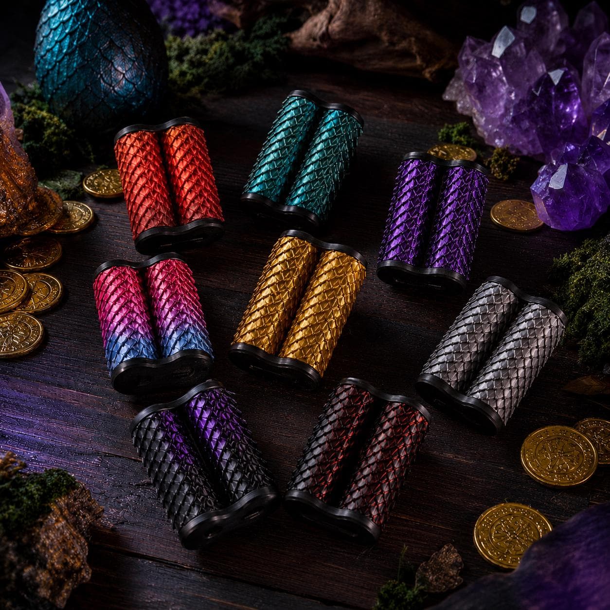 Dragon Scale Fidget Roller, 3D Printed Textured Sensory Toy, Fantasy Desk Fidget Gift - Thumbnail 4