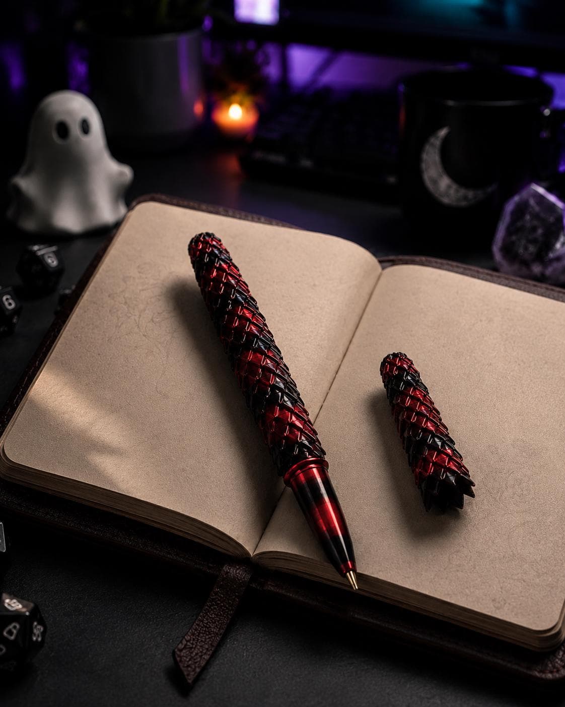 Dragon Scale Pen Body for Pilot G2, 3D Printed Fantasy Gel Pen with Textured Grip - Thumbnail 2