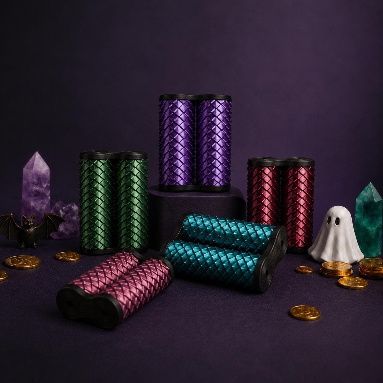 Dragon Scale Fidget Roller, 3D Printed Textured Sensory Toy, Fantasy Desk Fidget Gift - Thumbnail 3