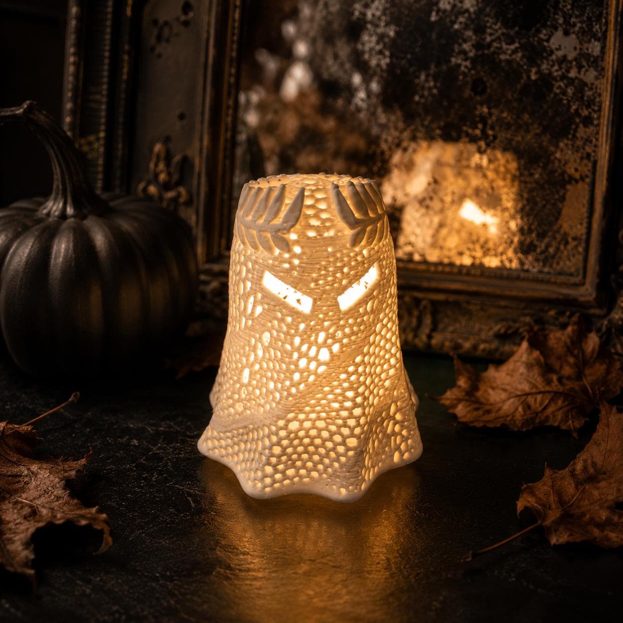Alexander the Ghost Lantern – 3D Printed Ghost Tea Light Holder, Spooky Halloween Shelf Decor, Gothic Ghost Lamp, Cute Creepy Decor - Thumbnail 7