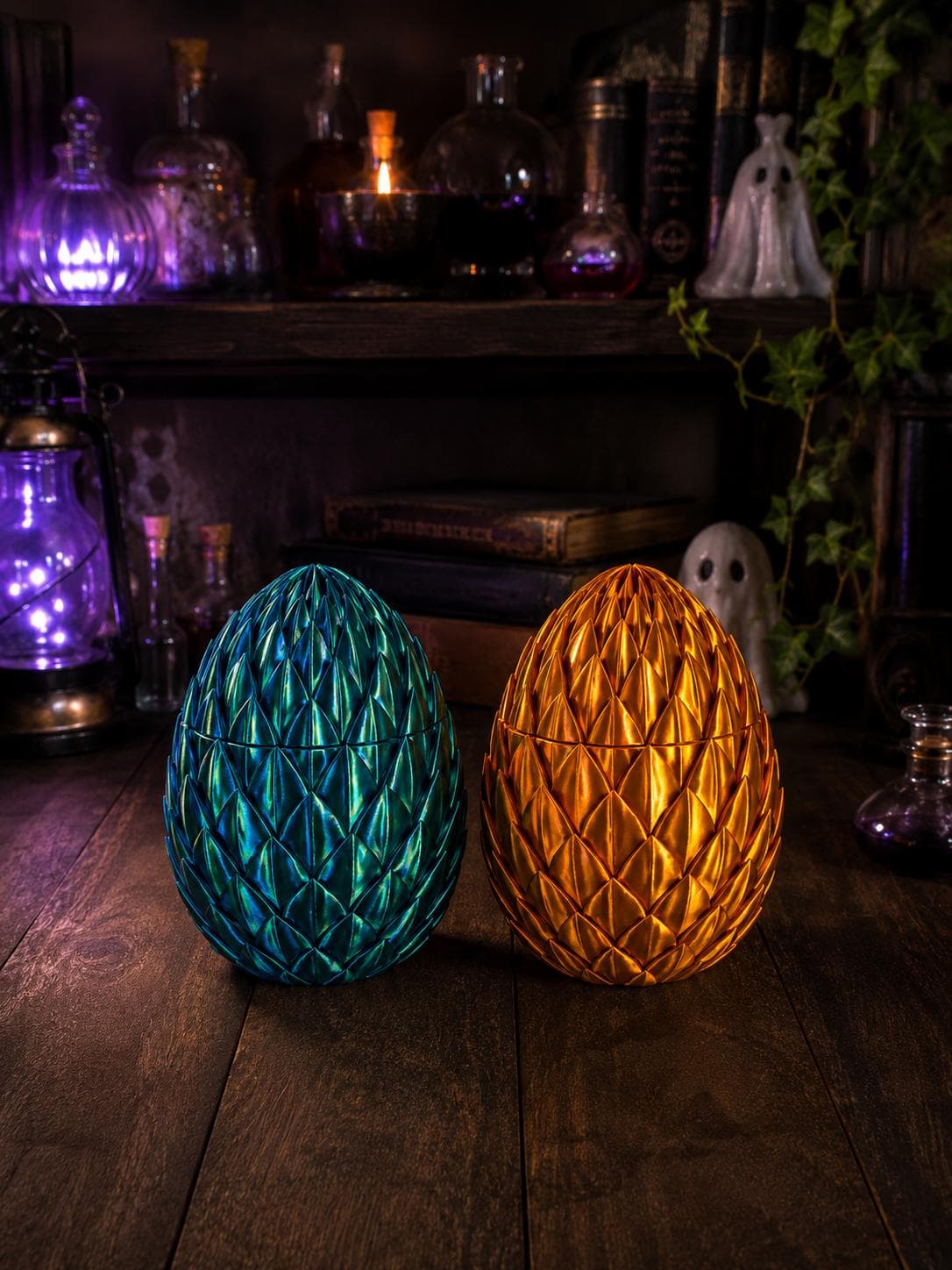 Dragon Scale Egg Container, 3D Printed Fantasy Trinket Box - Thumbnail 2