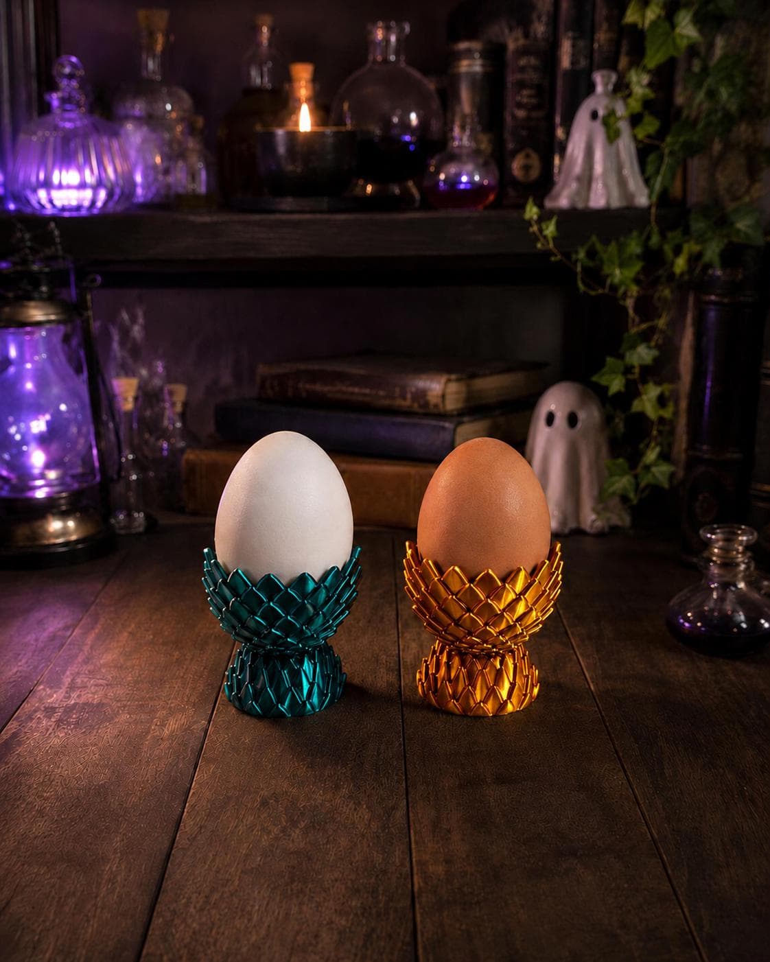 Dragon Scale 3D Printed Egg Cup, Fantasy Easter Table Decor - Thumbnail 4