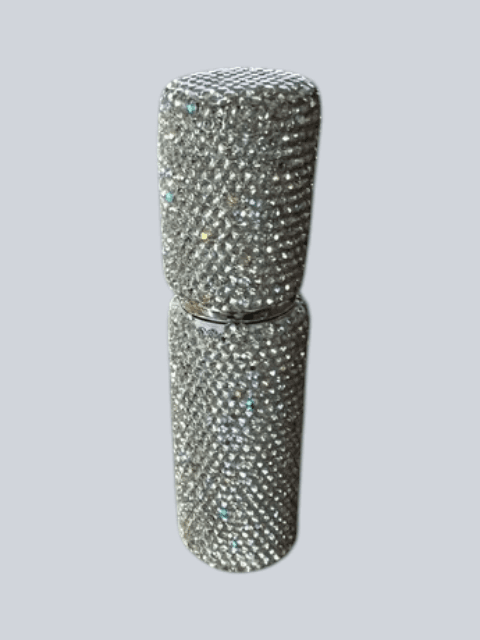 Silver Glitter Refillable Twist & Spray Purse Case No Perfume