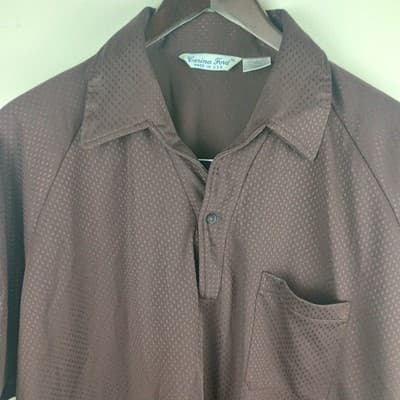 Vintage Carina Ford Polo Shirt Mens XL Brown Polka Dot Short Sleeve USA Made - Thumbnail 2