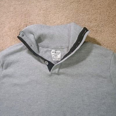 Northwest Blue Sweater Quarter Button Up Mens XL Gray Poetcore outfit - Thumbnail 2