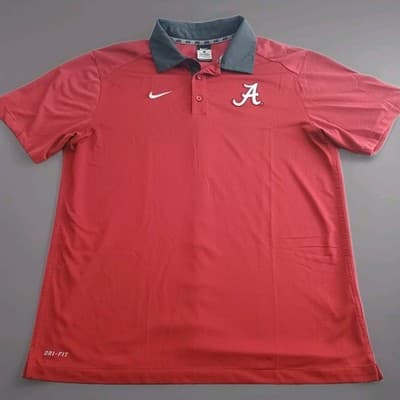 Nike Alabama Crimson Tide Polo Men Large Sideline Polo Shirt Dri-Fit Mesh Back - Thumbnail 2