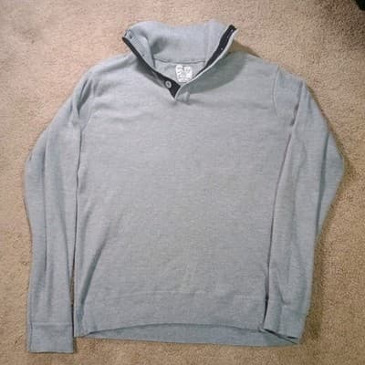 Northwest Blue Sweater Quarter Button Up Mens XL Gray Poetcore outfit