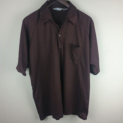 Vintage Carina Ford Polo Shirt Mens XL Brown Polka Dot Short Sleeve USA Made - Thumbnail 3