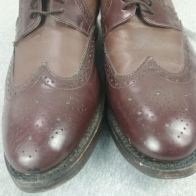 Samuel Windsor Cap Toe Brogue Shoes Sz 10.5 Brown Leather Lace Up Wingtip - Thumbnail 2