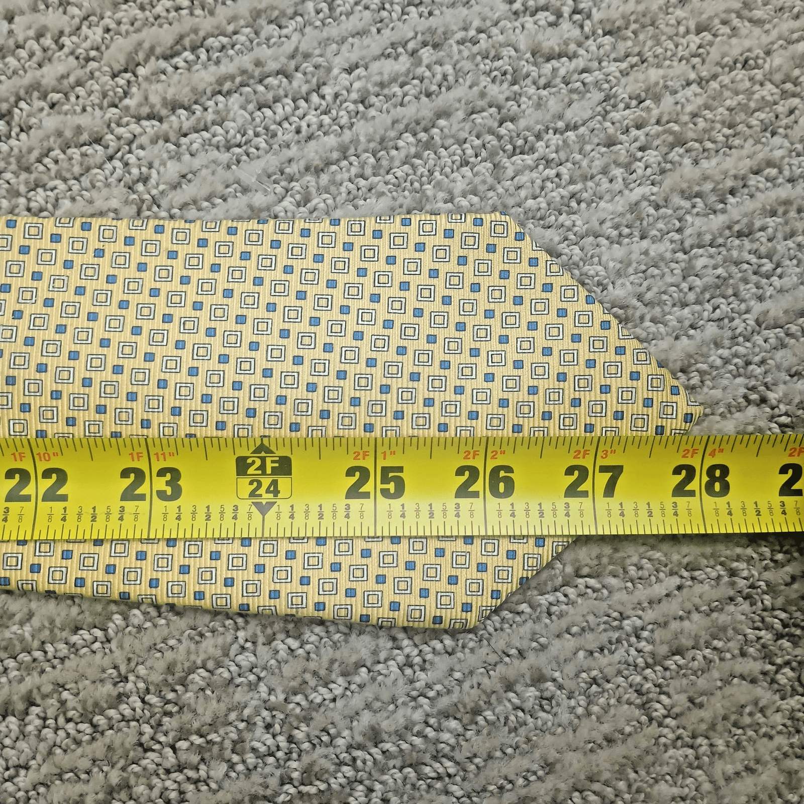 Lauren Ralph Lauren Yellow and Blue Geometric Square Silk Tie - Thumbnail 4